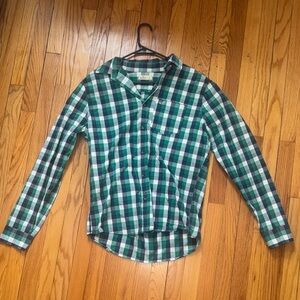 Hollister Green and Blue Plaid Button Down Shirt